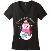 Out Here Looking Like A Snack Cute Boo Jee Xmas Snowman Women's V-Neck T-Shirt