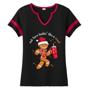 Out Here Looking Like A Snack Boujee Christmas Gingerbread Ladies Halftime Notch Neck Tee