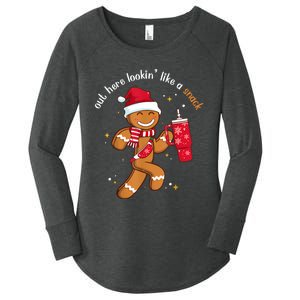 Out Here Looking Like A Snack Boujee Christmas Gingerbread Women's Perfect Tri Tunic Long Sleeve Shirt