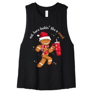 Out Here Looking Like A Snack Boujee Christmas Gingerbread Women's Racerback Cropped Tank