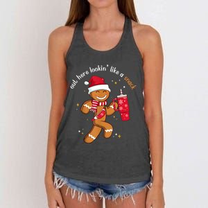 Out Here Looking Like A Snack Boujee Christmas Gingerbread Women's Knotted Racerback Tank