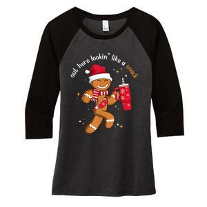 Out Here Looking Like A Snack Boujee Christmas Gingerbread Women's Tri-Blend 3/4-Sleeve Raglan Shirt