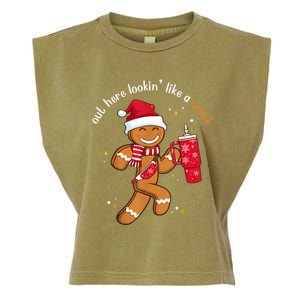 Out Here Looking Like A Snack Boujee Christmas Gingerbread Garment-Dyed Women's Muscle Tee