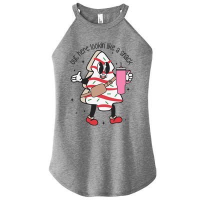 Out Here Lookin Like A Snack Cute Christmas Tree Cake Boojee Gift Women's Perfect Tri Rocker Tank