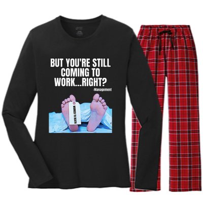 Office Humor Manager Employee Job and Career Funny Work Meme Women's Long Sleeve Flannel Pajama Set 