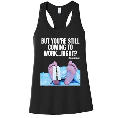 Office Humor Manager Employee Job and Career Funny Work Meme Women's Racerback Tank