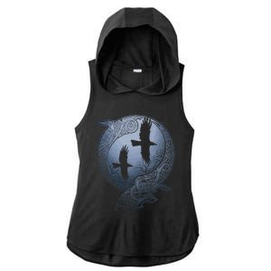 Odins Huginn & Muninn Norse Mythology Ladies PosiCharge Tri-Blend Wicking Draft Hoodie Tank