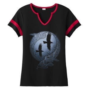 Odins Huginn & Muninn Norse Mythology Ladies Halftime Notch Neck Tee