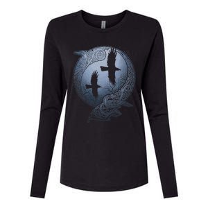 Odins Huginn & Muninn Norse Mythology Womens Cotton Relaxed Long Sleeve T-Shirt