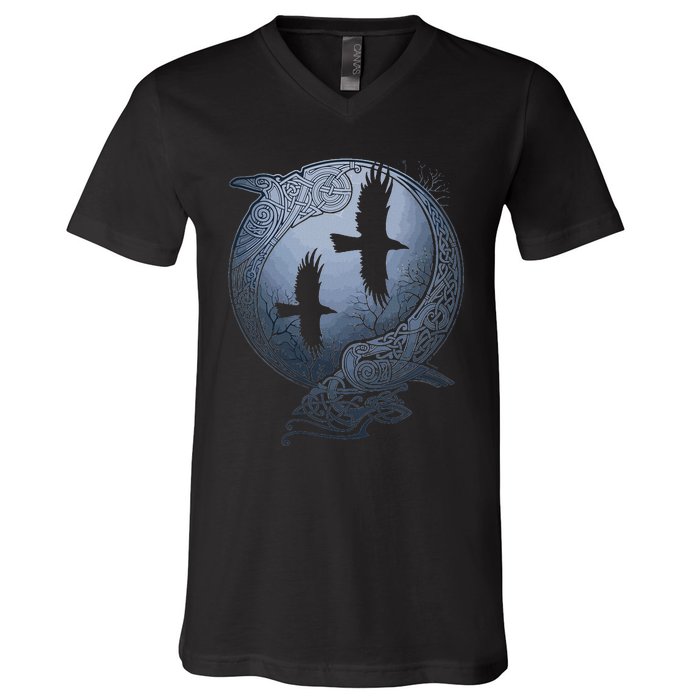 Odins Huginn & Muninn Norse Mythology V-Neck T-Shirt