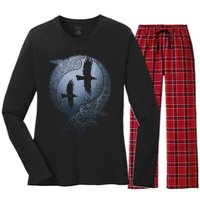 Odins Huginn & Muninn Norse Mythology Women's Long Sleeve Flannel Pajama Set 