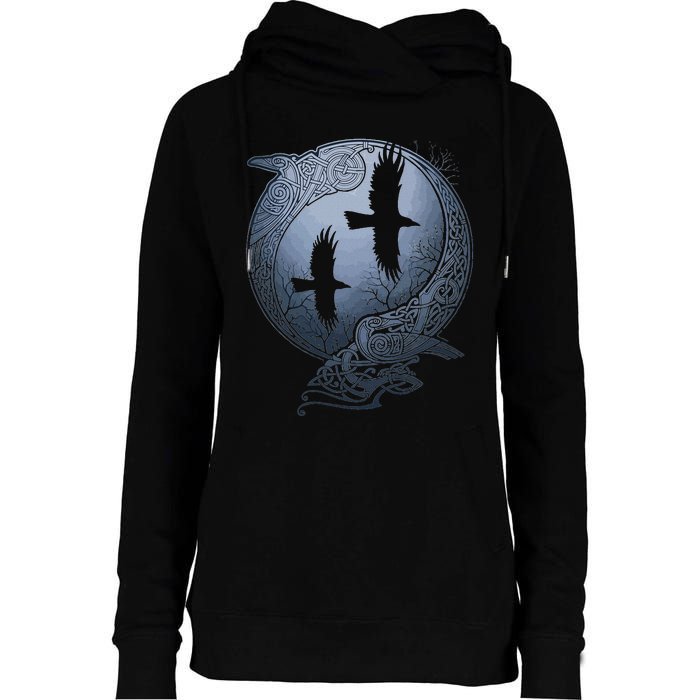 Odins Huginn & Muninn Norse Mythology Womens Funnel Neck Pullover Hood