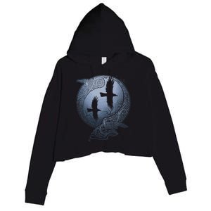 Odins Huginn & Muninn Norse Mythology Crop Fleece Hoodie