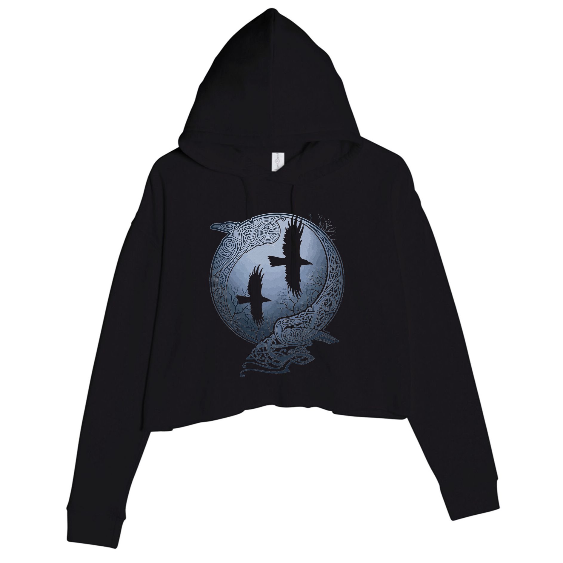 Odins Huginn & Muninn Norse Mythology Crop Fleece Hoodie
