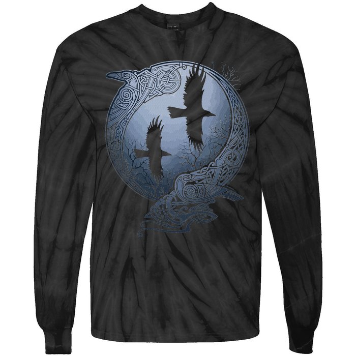 Odins Huginn & Muninn Norse Mythology Tie-Dye Long Sleeve Shirt