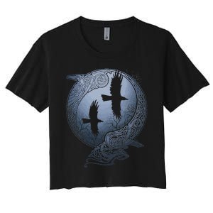 Odins Huginn & Muninn Norse Mythology Women's Crop Top Tee