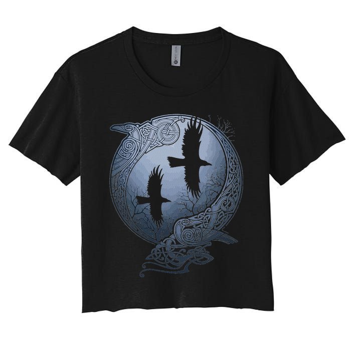 Odins Huginn & Muninn Norse Mythology Women's Crop Top Tee