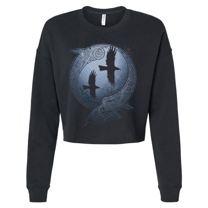 Odins Huginn & Muninn Norse Mythology Cropped Pullover Crew