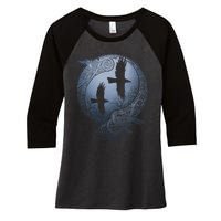 Odins Huginn & Muninn Norse Mythology Women's Tri-Blend 3/4-Sleeve Raglan Shirt