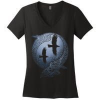 Odins Huginn & Muninn Norse Mythology Women's V-Neck T-Shirt