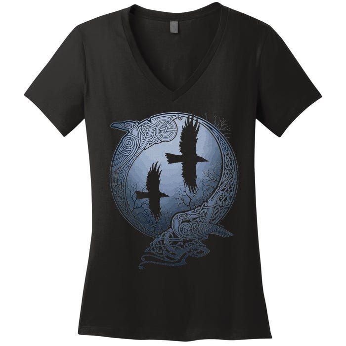 Odins Huginn & Muninn Norse Mythology Women's V-Neck T-Shirt