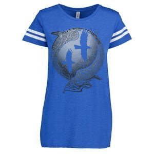 Odins Huginn & Muninn Norse Mythology Enza Ladies Jersey Football T-Shirt