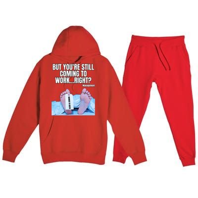 Office Humor Manager Employee Job And Career Funny Work Meme Premium Hooded Sweatsuit Set