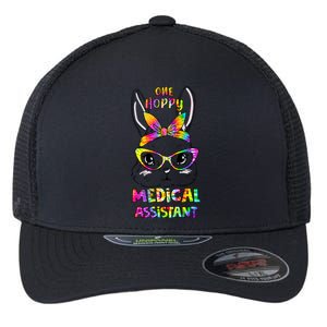 One Happy Medical Assistant Bunny Face Tie Dye Happy Easter Meaningful Gift Flexfit Unipanel Trucker Cap