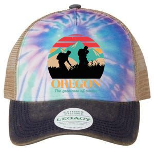 Oregon Hiking Mountains Retro Aesthetic Legacy Tie Dye Trucker Hat