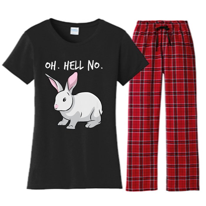 Oh. Hell. No. Bunny Rabbit Animal Funny Easter Women's Flannel Pajama Set