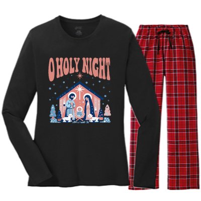 O Holy Night Women's Long Sleeve Flannel Pajama Set 