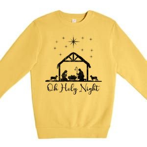 Oh Holy Night Jesus Stable In Bethlehem Premium Crewneck Sweatshirt