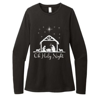 Oh Holy Night Jesus Stable In Bethlehem Womens CVC Long Sleeve Shirt