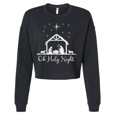 Oh Holy Night Jesus Stable In Bethlehem Cropped Pullover Crew