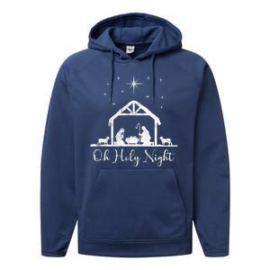 Oh Holy Night Jesus Stable In Bethlehem Performance Fleece Hoodie