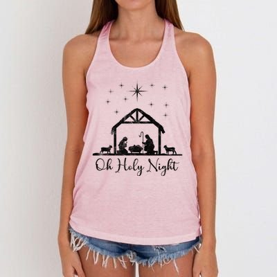 Oh Holy Night Jesus Stable In Bethlehem Women's Knotted Racerback Tank