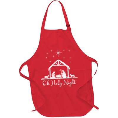 Oh Holy Night Jesus Stable In Bethlehem Full-Length Apron With Pockets