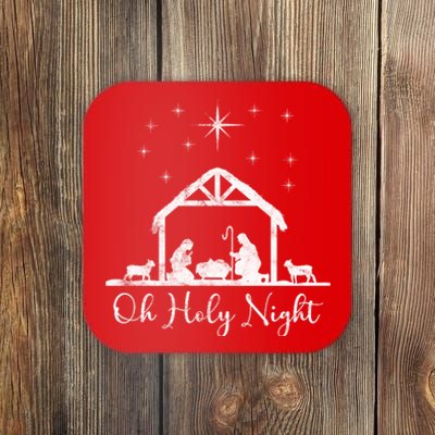 Oh Holy Night Jesus Stable In Bethlehem Coaster