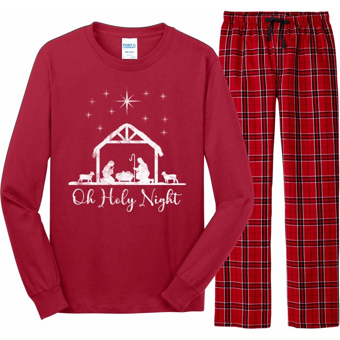 Oh Holy Night Jesus Stable In Bethlehem Long Sleeve Pajama Set