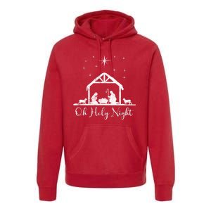 Oh Holy Night Jesus Stable In Bethlehem Premium Hoodie