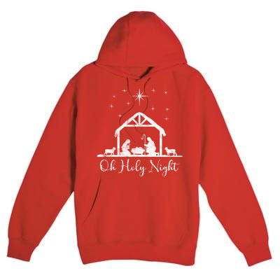 Oh Holy Night Jesus Stable In Bethlehem Premium Pullover Hoodie