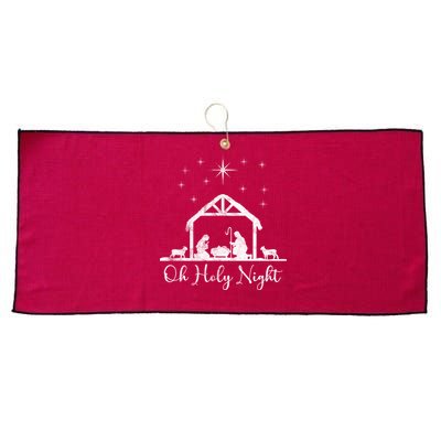 Oh Holy Night Jesus Stable In Bethlehem Large Microfiber Waffle Golf Towel