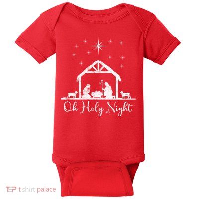 Oh Holy Night Jesus Stable In Bethlehem Baby Bodysuit