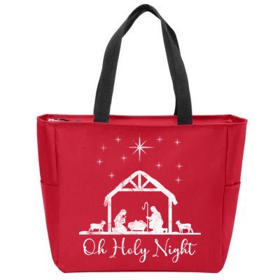Oh Holy Night Jesus Stable In Bethlehem Zip Tote Bag