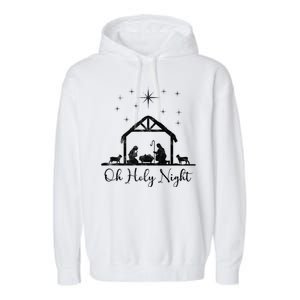 Oh Holy Night Jesus Stable In Bethlehem Garment-Dyed Fleece Hoodie