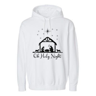 Oh Holy Night Jesus Stable In Bethlehem Garment-Dyed Fleece Hoodie