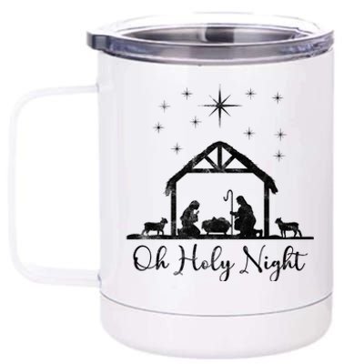 Oh Holy Night Jesus Stable In Bethlehem 12 oz Stainless Steel Tumbler Cup