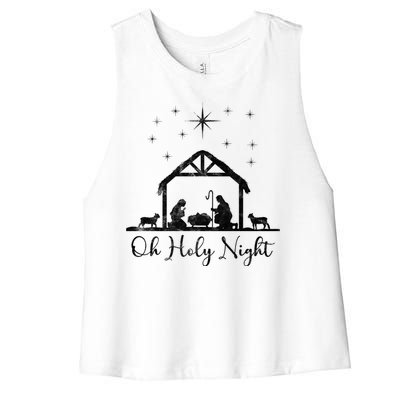 Oh Holy Night Jesus Stable In Bethlehem Women's Racerback Cropped Tank