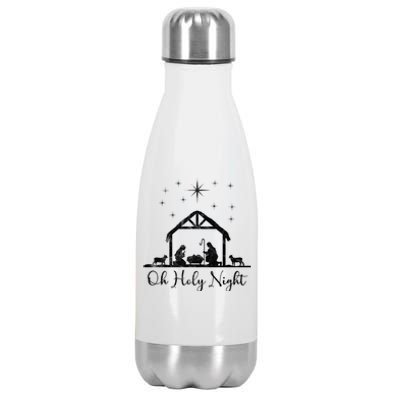 Oh Holy Night Jesus Stable In Bethlehem Stainless Steel Insulated Water Bottle