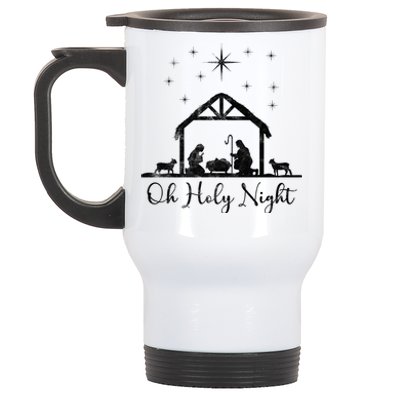 Oh Holy Night Jesus Stable In Bethlehem Stainless Steel Travel Mug